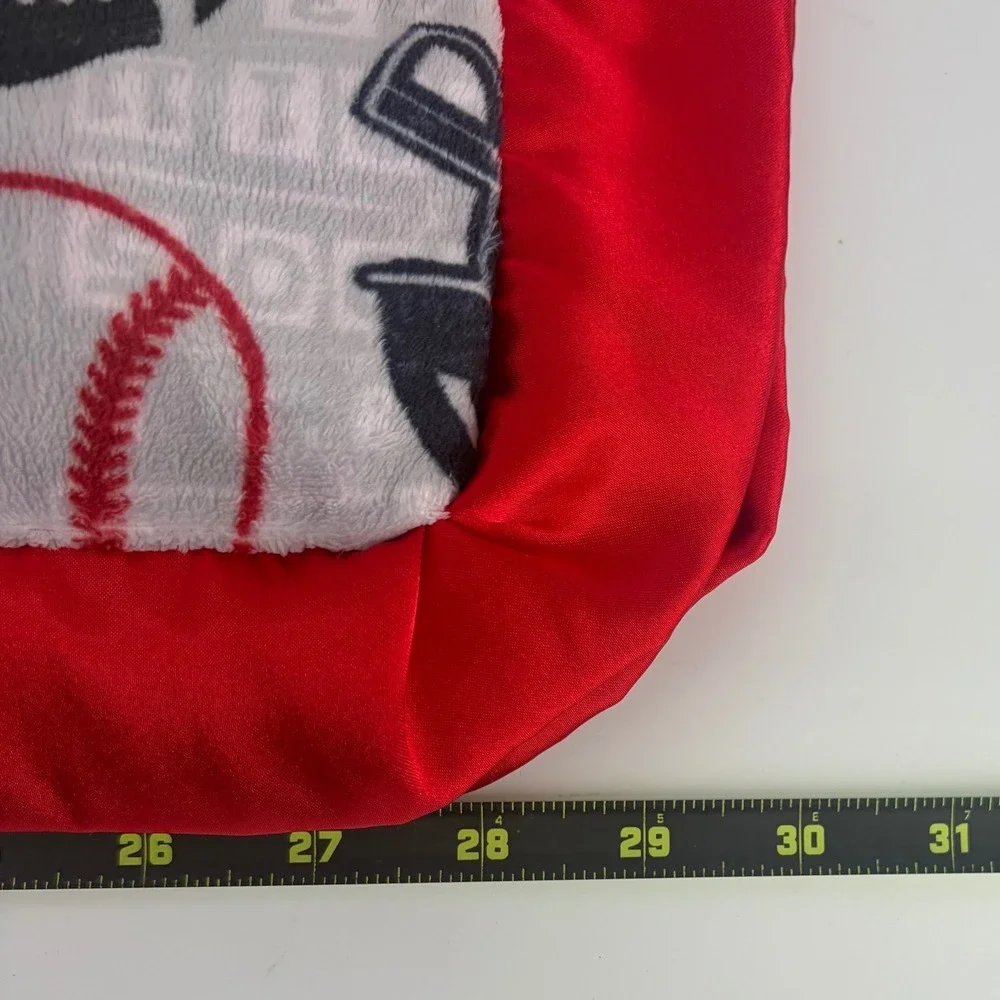 Minky Couture All Star Sports Baby Blanket Red Satin Ruffle Trim Football Soccer